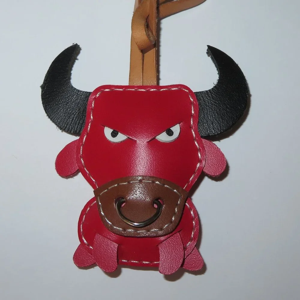 Cool Leather Bull Key Ring Key Fob Bag Charm